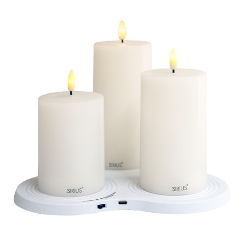 Sirius Sille genopladelig LED bloklys 3 stk. inkl. multicharger