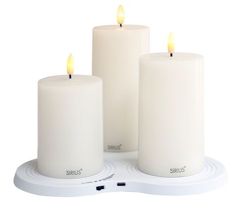 Sirius Sille genopladelig LED bloklys 3 stk. inkl. multicharger