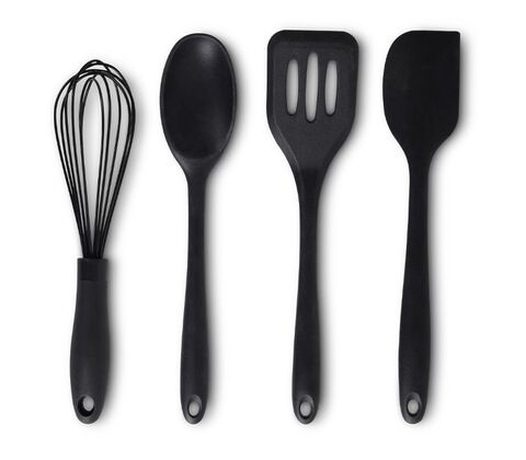 Aldente silikone redskabssæt sort 4 dele