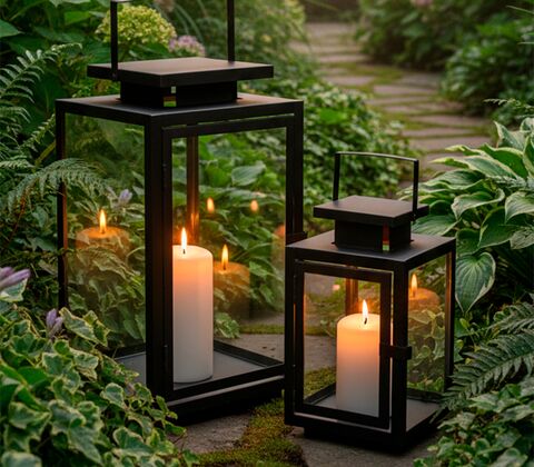 Enjoy lanterner 2 stk. firkantet sort metal