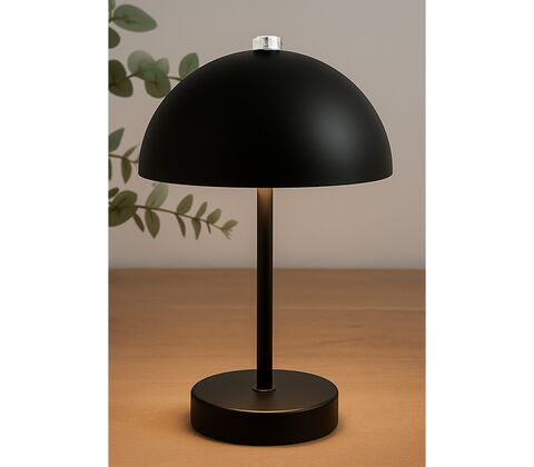 Bordlampe sort opladelig med touch H 25,5 cm