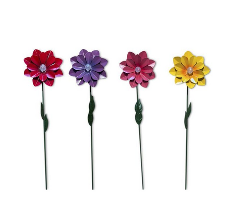 Enjoy solcellelampe metal blomst - 4 assorterede farver