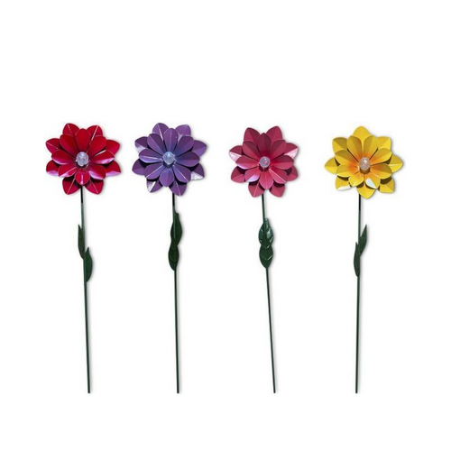 Enjoy solcellelampe metal blomst - 4 assorterede farver