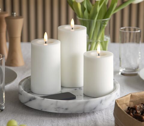 ENJOY LED bloklys 3-pak Ø7,5 cm hvid