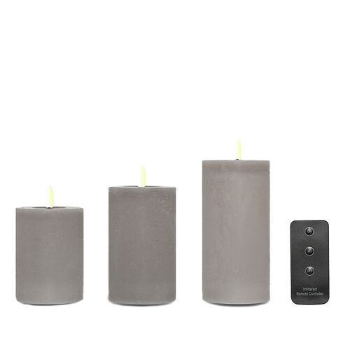 ENJOY LED bloklys 3-pak Ø7,5 cm grå