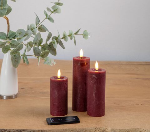 ENJOY LED bloklys 3-pak bordeaux Ø 4,8 cm