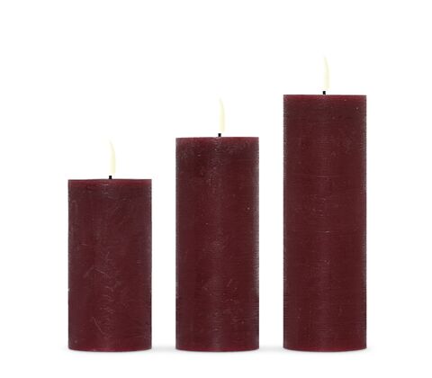 ENJOY LED bloklys 3-pak bordeaux Ø 4,8 cm