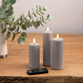 ENJOY LED bloklys 3-pak grå Ø 4,8 cm