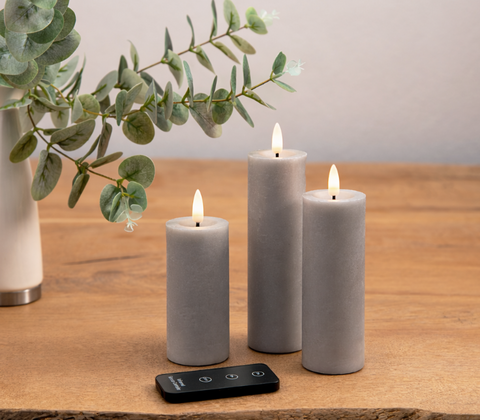 ENJOY LED bloklys 3-pak grå Ø 4,8 cm