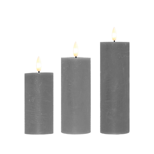 ENJOY LED bloklys 3-pak grå Ø 4,8 cm
