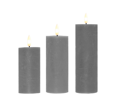 ENJOY LED bloklys 3-pak grå Ø 4,8 cm