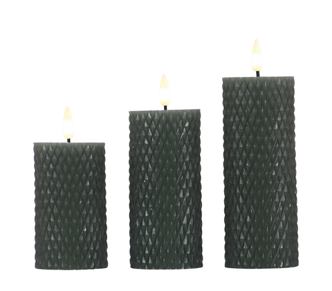 Enjoy Harlekin LED bloklys grøn Ø 5,8 cm 3 stk.