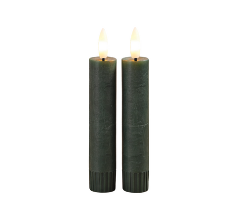 ENJOY LED stagelys 2-pak grøn Ø 2,2 x H 11 cm