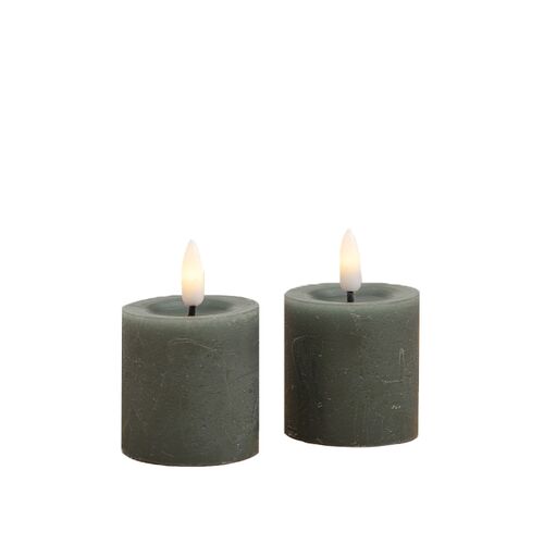 ENJOY LED mini bloklys 2-pak Ø4,8xH5 cm grøn