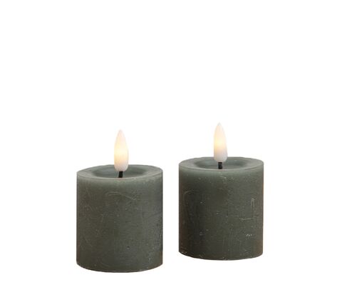 ENJOY LED mini bloklys 2-pak Ø4,8xH5 cm grøn