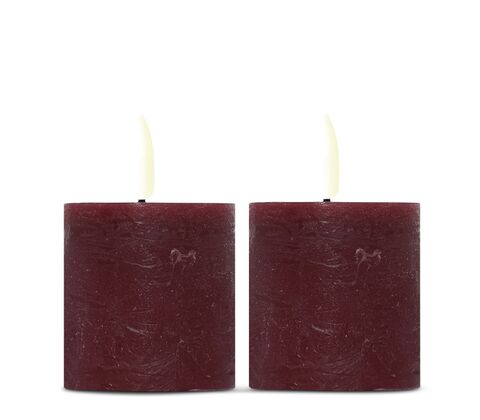 ENJOY LED mini bloklys 2-pak Ø4,8xH5 cm bordeaux