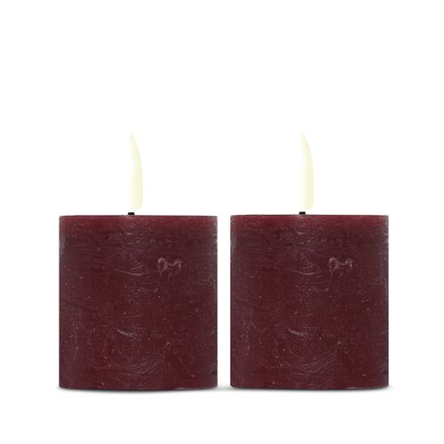 ENJOY LED mini bloklys 2-pak Ø4,8xH5 cm bordeaux