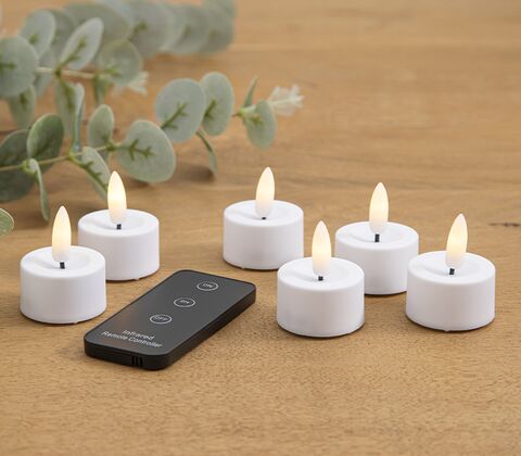 ENJOY LED fyrfadslys 6-pak plast Ø3,6xH2 cm hvid