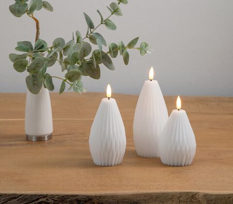 Enjoy Elipse LED vokslys hvid 3 stk.