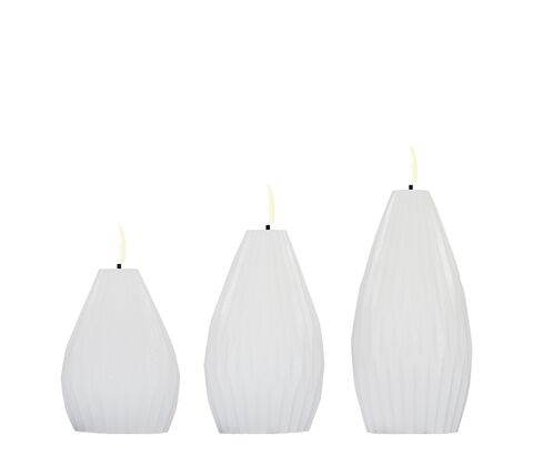 Enjoy Elipse LED vokslys hvid 3 stk.