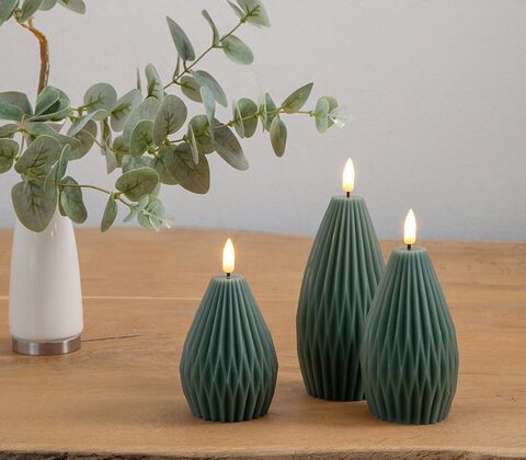 Enjoy Elipse LED vokslys grøn 3 stk.