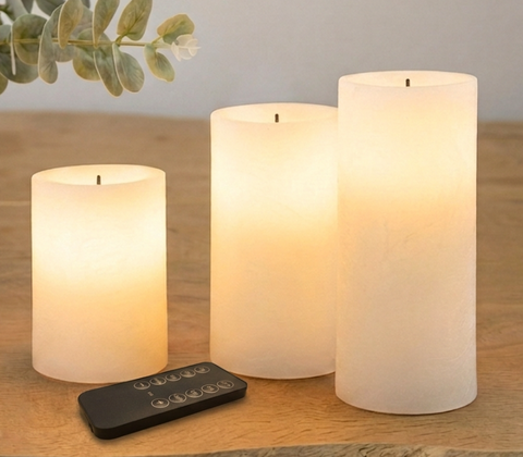 ENJOY LED bloklys 3-pak grå Ø 7,5 cm