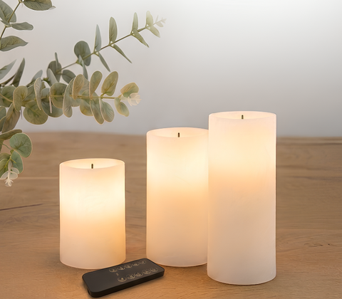 ENJOY LED bloklys 3-pak grå Ø 7,5 cm