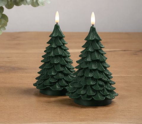 Enjoy LED lys juletræ 2-pak grøn H 19 cm