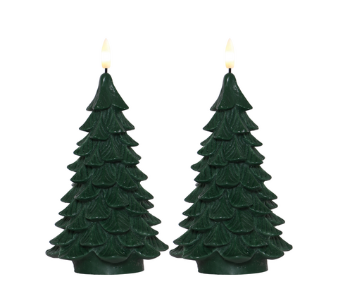 Enjoy LED lys juletræ 2-pak grøn H 19 cm