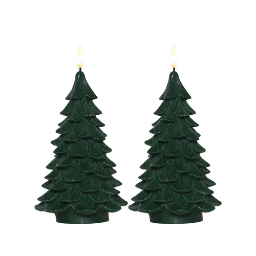 Enjoy LED lys juletræ 2-pak grøn H 19 cm