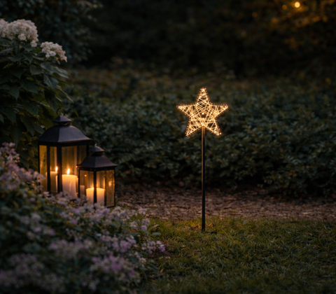 Enjoy LED udendørs stjerne på spyd sort H 82 cm