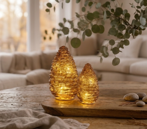 Enjoy LED glas kogle brun H 15 cm