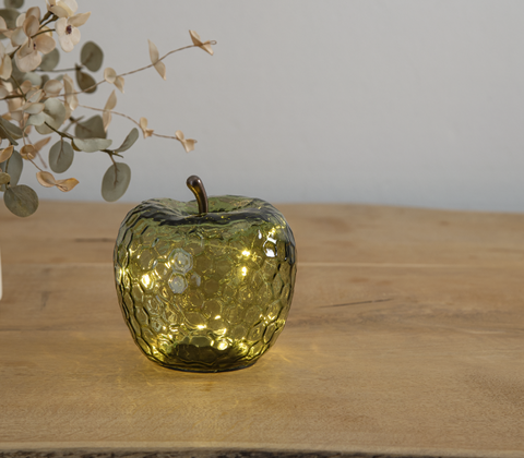 Enjoy LED glas æble grøn H 17 cm