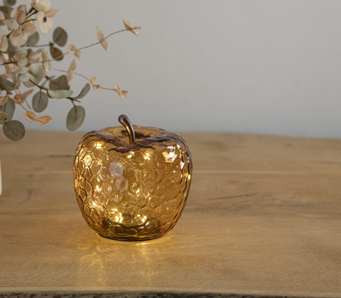 Enjoy LED glas æble gylden H 17 cm