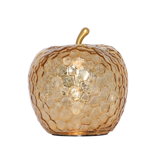 Enjoy LED glas æble guld H 17 cm