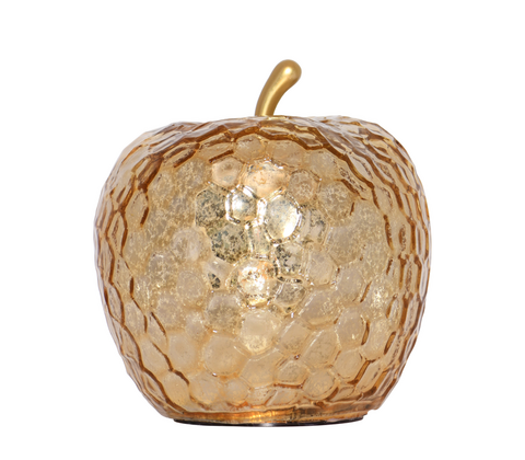 Enjoy LED glas æble guld H 17 cm