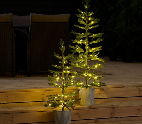 Juletræ i potte med 70 LED lys H 120 cm