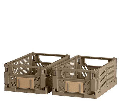 Stabelbar foldekasse valnød 25x16,5x10 cm 2 stk.