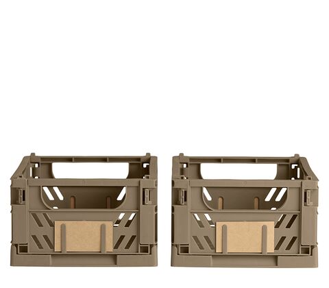 Stabelbar foldekasse valnød 25x16,5x10 cm 2 stk.