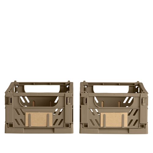 Stabelbar foldekasse valnød 25x16,5x10 cm 2 stk.