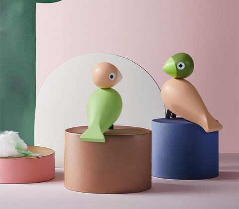Kay Bojesen Turtelduer lysegrøn/rosa 9,5 cm