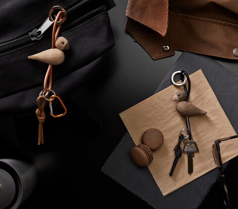 Kay Bojesen Fugle nøglering guld/brun 4,5 cm