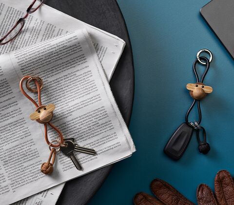 Kay Bojesen Abe nøglering guld/brun 3 cm