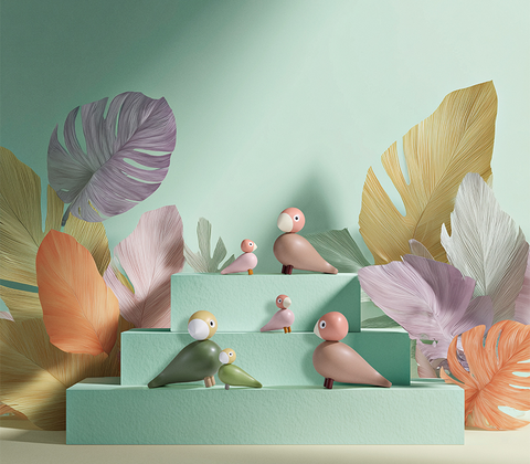 Kay Bojesen Liv & Lykke fugle rosa 2 stk.