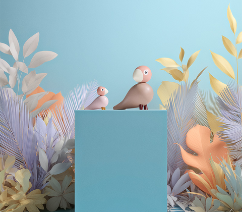 Kay Bojesen Liv & Lykke fugle rosa 2 stk.