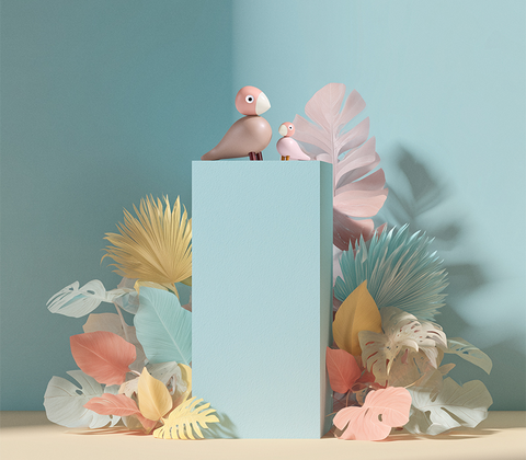 Kay Bojesen Liv & Lykke fugle rosa 2 stk.