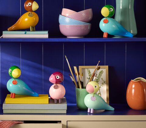 Kay Bojesen Story Bird Styrke Birds fugl blå bøgetræ H 15,5 cm
