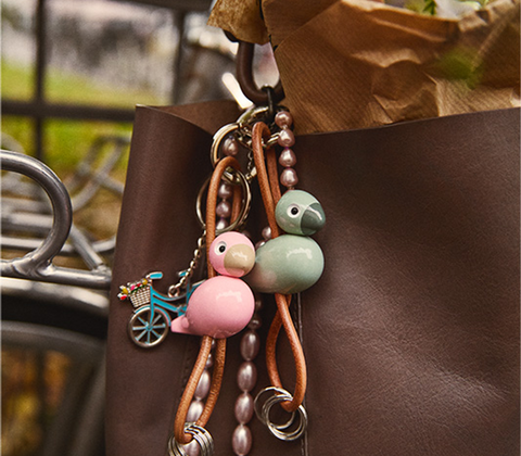 Kay Bojesen Fugle nøglering rosa 4,5 cm