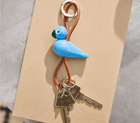 Kay Bojesen Fugle nøglering blå 4,5 cm