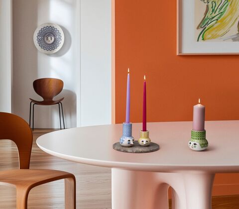 Bjørn Wiinblad Olga lysestage lys blå H14 cm